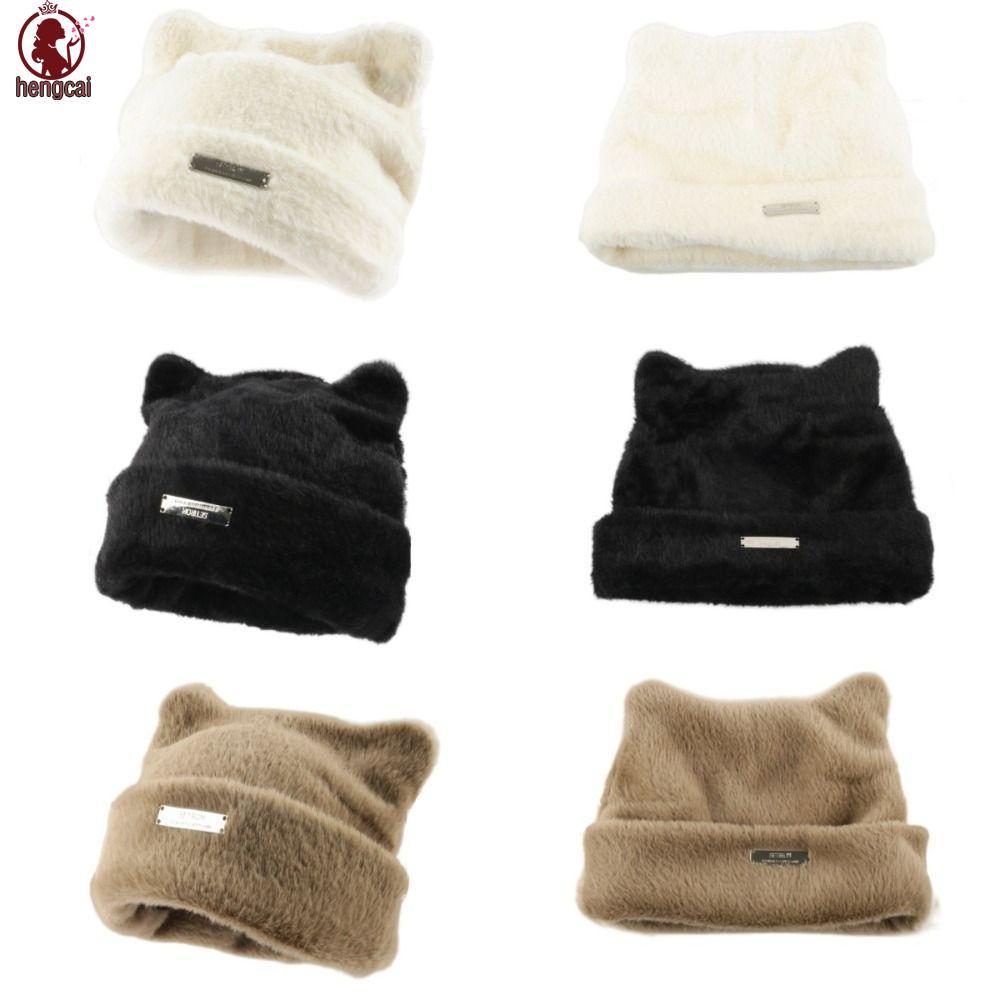 Mũ dệt kim tai mèo phong cách lông chồn, chống nắng dành cho Outdoor