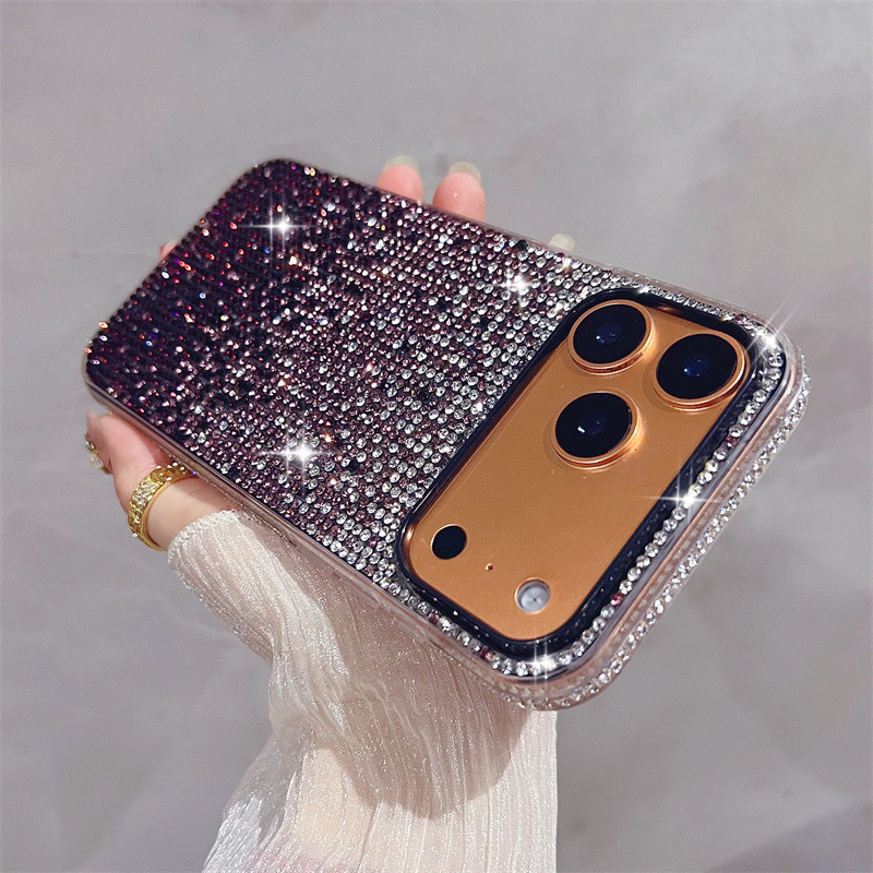 Ốp điện thoại kim cương lấp lánh lấp lánh sang trọng cho iPhone 17 Pro Max 16 11 12 13 14 15 pro max Air 15 16 plus Bảo vệ ống kính chống rơi Vỏ cứng bảo vệ điện thoại