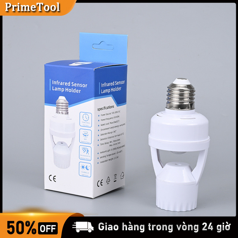 Đui đèn cảm biến E27 thông dụng, tương thích đèn LED, đèn tiết kiệm điện.