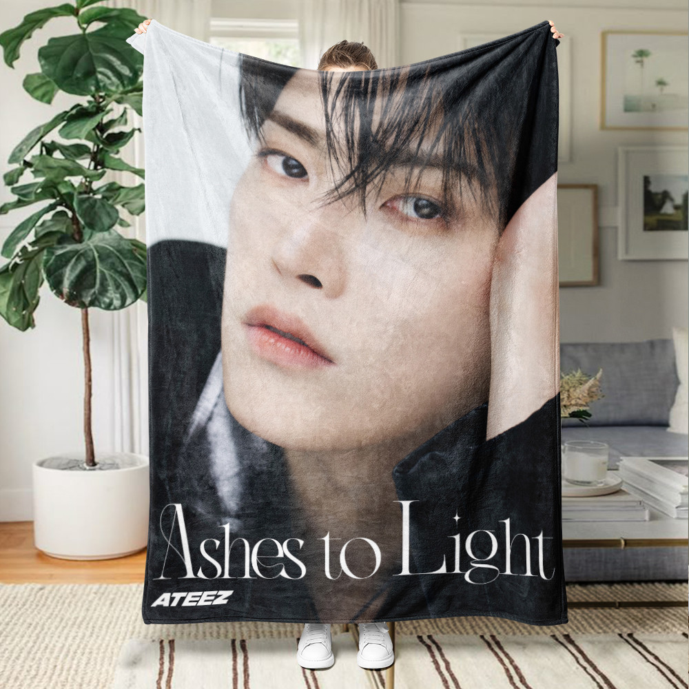 Chăn Flannel in một mặt Kpop ATEEZ cho ghế Sofa, giường ngủ, văn phòng hoặc du lịch