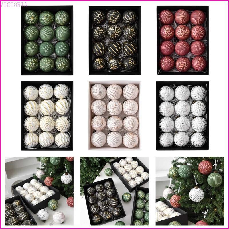 VIC 12 Chiếc Giáng Sinh Baubles Trang Trí 8cm Cho Đám Cưới Mùa Đông Ngày Lễ Trang Trí Tiệc Cây Giáng Sinh Treo Trang Trí