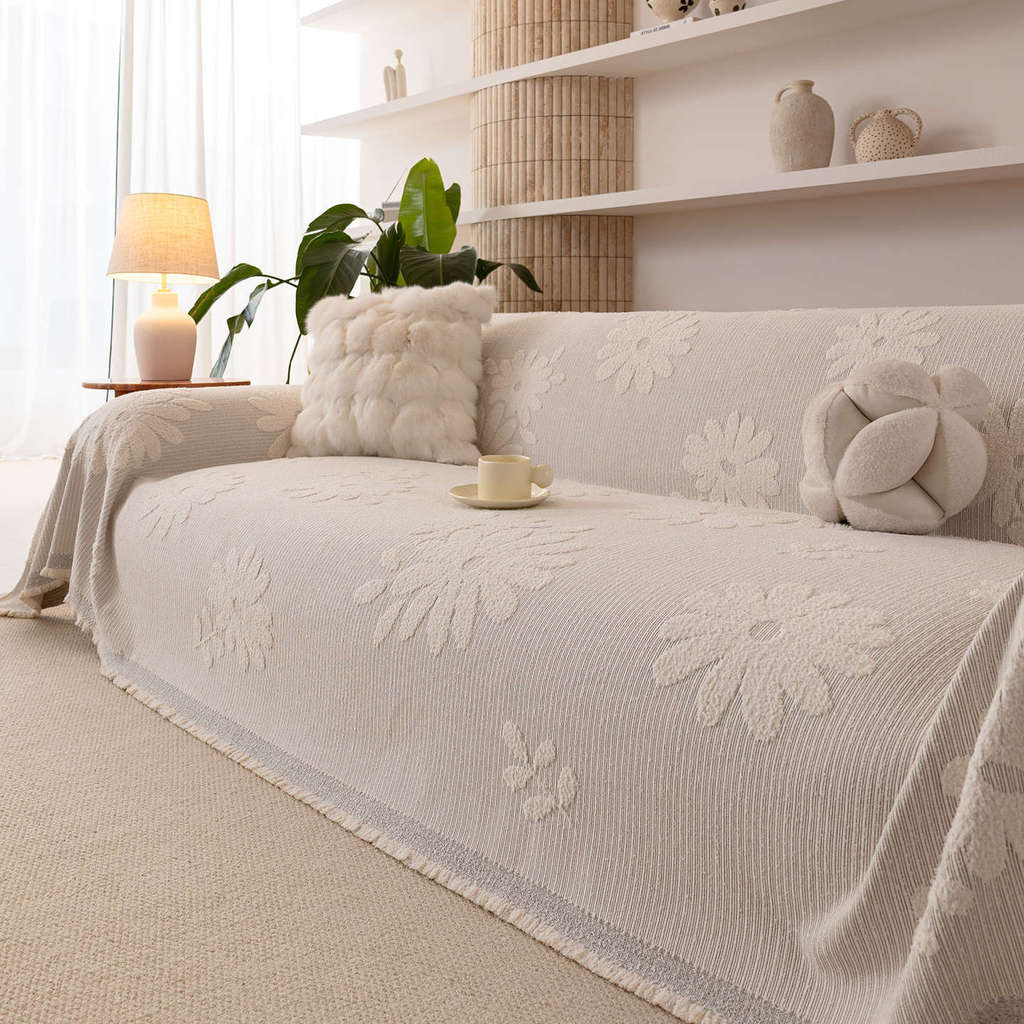 Mới Daisy Jacquard Sợi Fuzzy Sofa Cover, Dày Chống Trơn Trượt Có Thể Giặt Được, Chăn Sofa Trang Trí Cho Phòng Khách, Mèo Và Thú Cưng Chống Trầy Xước Bảo Vệ Cho Sofa Hình Chữ L