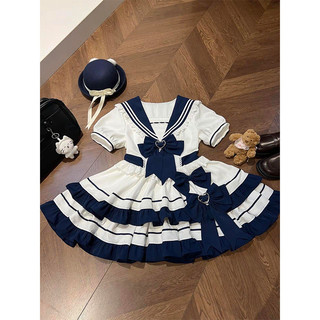 Đầm Gothic cổ thủy thủ hải quân phong cách công chúa - Xinh xắn, dễ thương, phù hợp học sinh cấp hai mùa hè, mát mẻ cả ngày