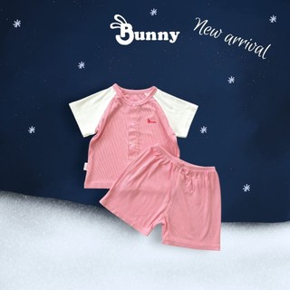 Bộ cộc tăm lụa mềm mại Bunnybaby tay raglan phối màu xinh xắn cho bé 0-12 tháng