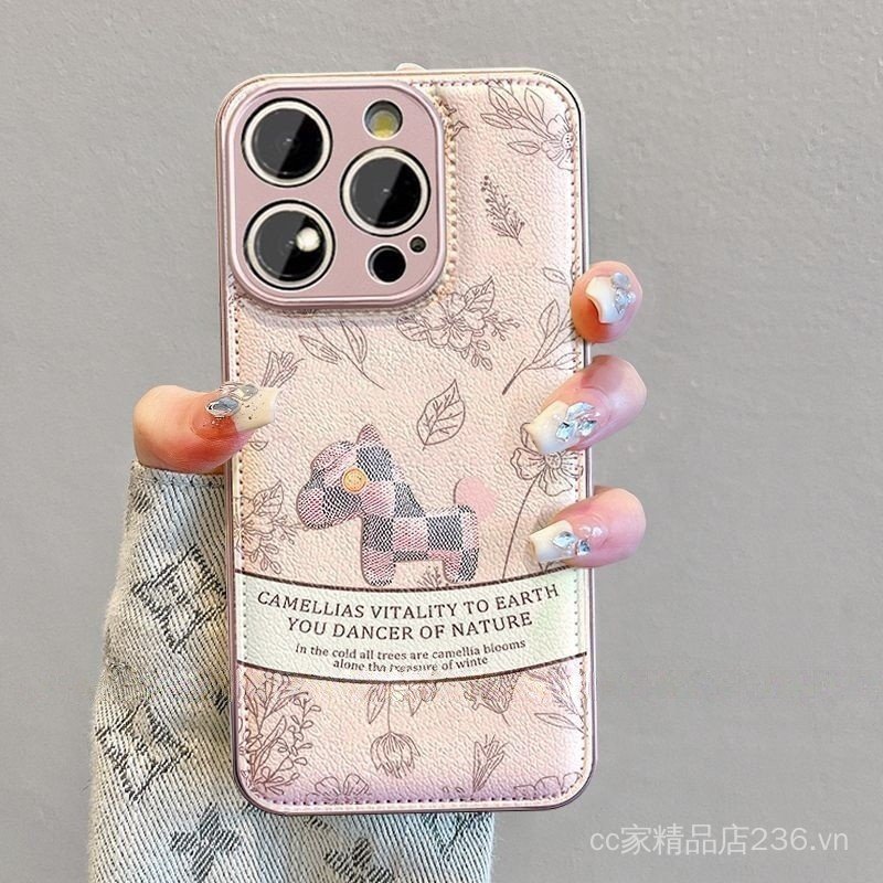 Retro Pony Thích Hợp Cho iPhone 17 Vỏ Điện Thoại ins Style 16 Phong Cách Mới 15promax Dây Da 14 Bao Gồm Tất Cả Đệm Không Khí