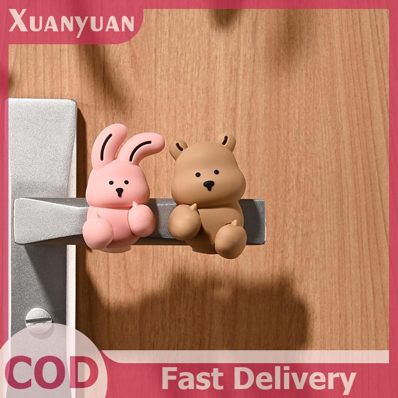 XUAN Gấu Vịt Cửa Không Đục Lỗ Tấm Chống Va Chạm Phòng Tắm Tay Nắm Cửa Silicon Im Lặng Tấm Bảo Vệ Tay Cầm Cửa Vỏ Bảo Vệ VN
