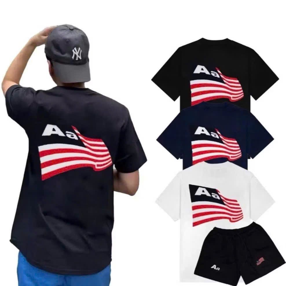 Áo Thun Nam Nữ Cờ MỹChữ aa  Hàng Xịn Kèm Hộp Xù Lá Cờ Form Rộng Tay Lỡ Chất Cotton