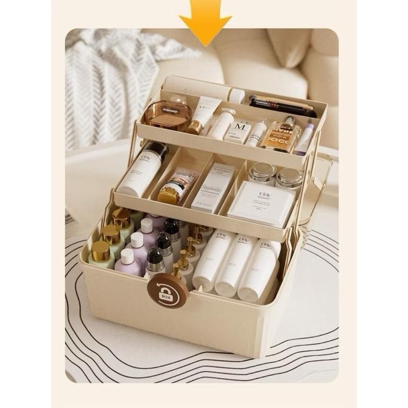 ￼Hộp y tế mini hộp đựng thuốc và dụng cụ y tế có 3 tầng, quai xách tiện lợi