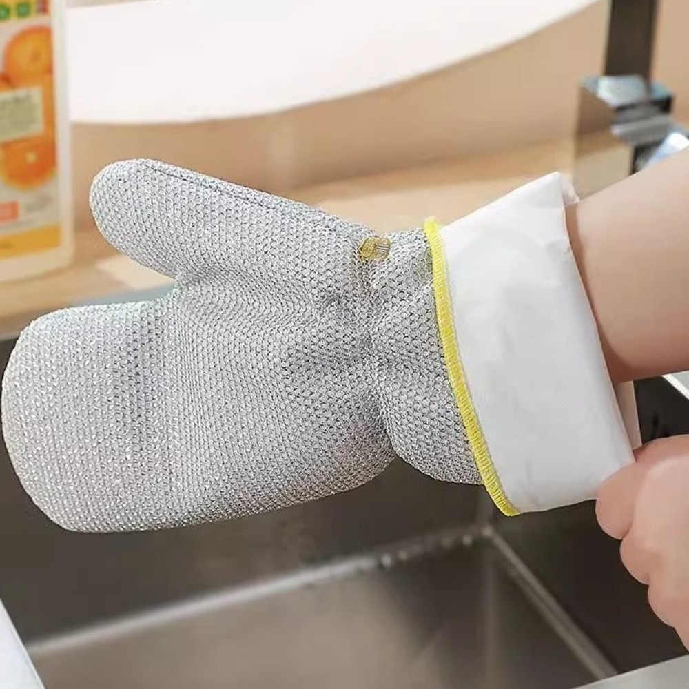 Găng tay dây thép FUHUIOT 6 chiếc, Găng tay rửa chén thiết kế mở rộng dày, Găng tay làm sạch chống trầy xước chống mài mòn bền bỉ Làm sạch nồi