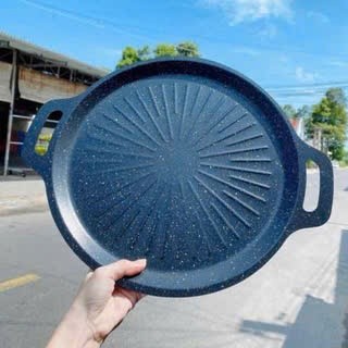 Chảo nướng vân đá chống dính 34cm, chảo dùng được cho bếp từ bếp ga bếp cồn, bếp từ (CHẢO VÂN)