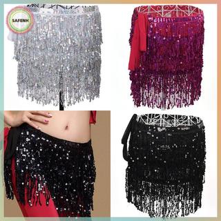 SAFENH Khăn Thắt Lưng Sequin với Tua Rua và Viền Hông, Phù hợp cho Khiêu Vũ và Quấn Váy
