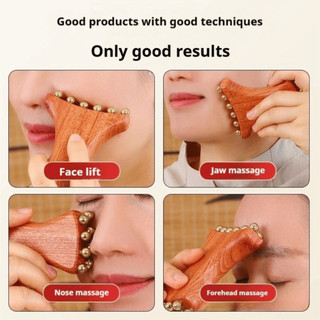 Con lăn Massage mặt ESSENCEH, Máy mát xa da mặt bằng gỗ đàn hương bằng đồng thau, Máy mát xa trán 20 hạt Dụng cụ mặt để tạo đường viền Thư giãn Hỗ trợ bạch huyết