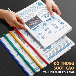File Đựng Tài Liệu Gáy Rút Trong Suốt – Bìa Kẹp Giấy A4 Nhựa PP Dày, Kẹp Hồ Sơ Tài Liệu Tiện Dụng