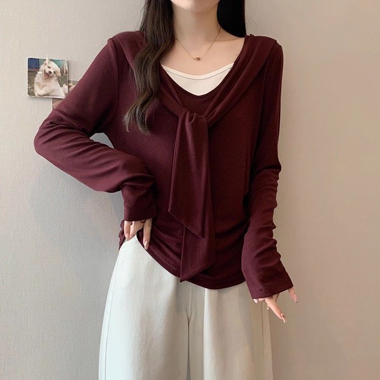 Áo thun dài tay nữ thời trang xuân thu, thiết kế gọn gàng