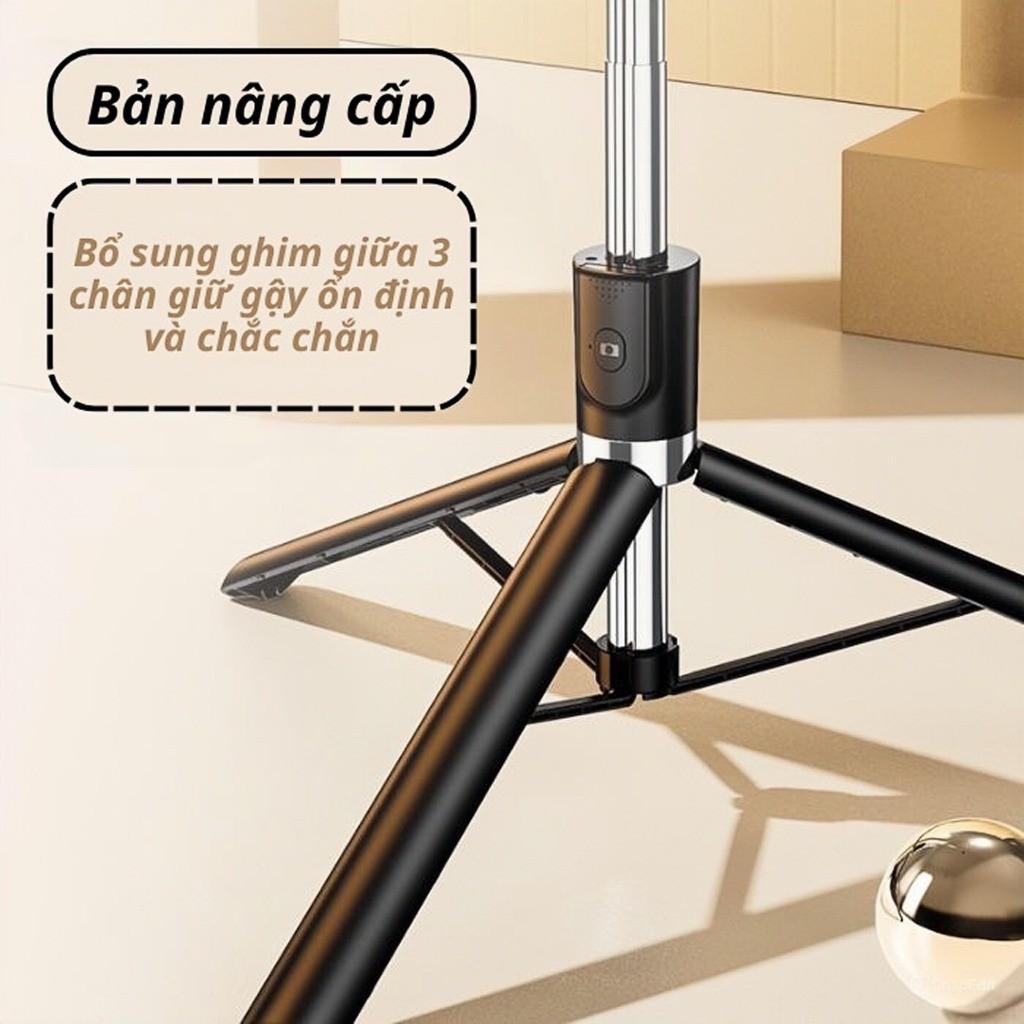 Gậy chụp ảnh 3 chân R1S - Gậy selfie chụp hình, tự sướng có điều khiển từ xa kèm đèn trợ sáng 1m75