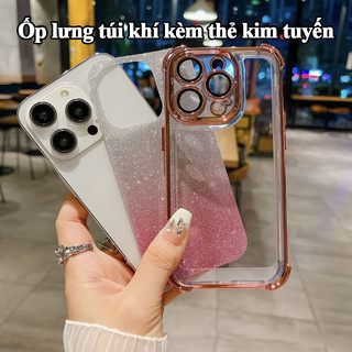 Ốp lưng iPhone lấp lánh, kèm thẻ trang trí, chống sốc túi khí cho iPhone 17 16 15 14 13 12 11 Pro Max
