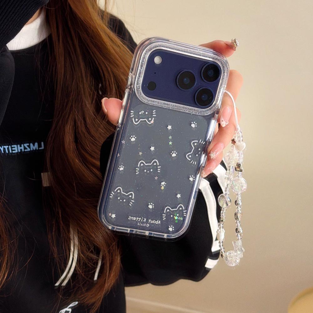 Vỏ cứng trong suốt Tương thích với iPhone 13 14 14Pro 14ProMax 15 15Pro 15ProMax 16 16Pro 16ProMax 17 17Pro 17ProMax Line Probe Vỏ họa tiết mèo
