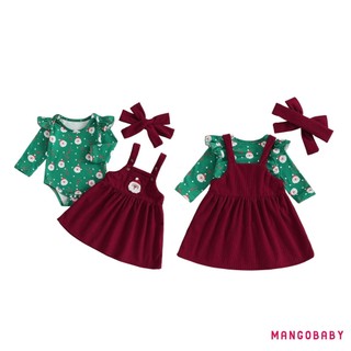 MG-Baby Bé Gái Trang Phục Giáng Sinh Ông Già Noel / Gingerbread In Áo Liền Quần Dài Tay Và Suspender Đầm Băng Đô Bộ
