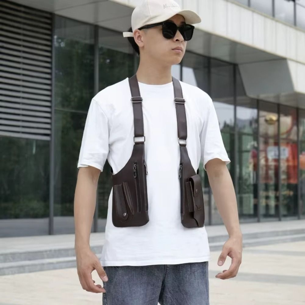 Túi đựng Vest lưu trữ FEDAOG, Túi đeo ngực bằng da che giấu, Túi đeo chéo đa năng chống trộm đeo vai nách ẩn đa chức năng chống trộm