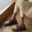 Tất ống giữa JKDESIGN phong cách Retro Fair Isle, chất liệu cotton dày dặn, phù hợp cho cả nam và nữ trong dịp Giáng sinh