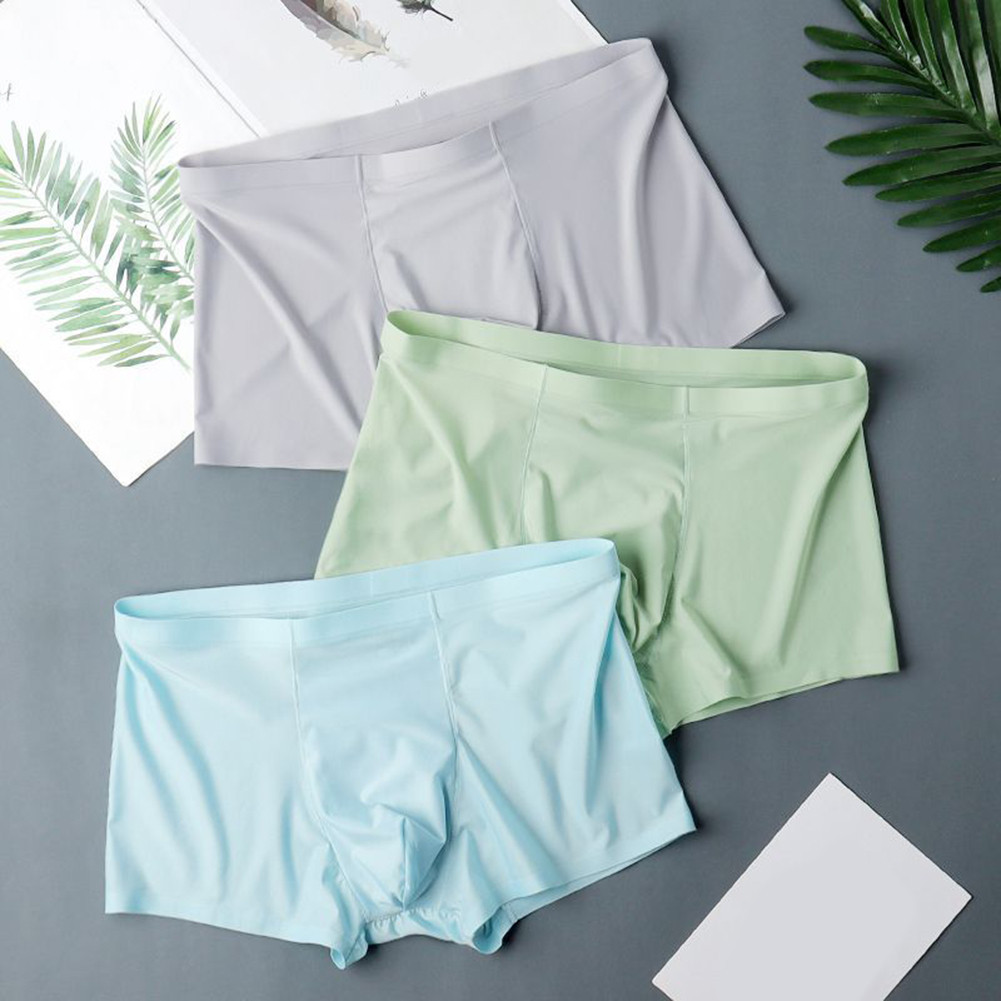 Quần lót Boxer nam mỏng bằng chất liệu lụa băng Màu trơn thoải mái có sẵn