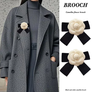 Trâm Cài Áo Camellia Và Nơ Retro, Phù Hợp Cho Áo Khoác, Váy, Mũ, Túi - Vải và Kim Loại Thanhs Lịch