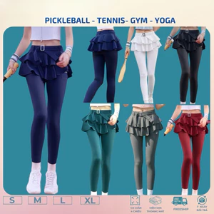 Quần dài có lớp giả váy 2 tầng Pompeche thể thao thích hợp tập Tennis,yoga, chạy bộ,Pickleball...