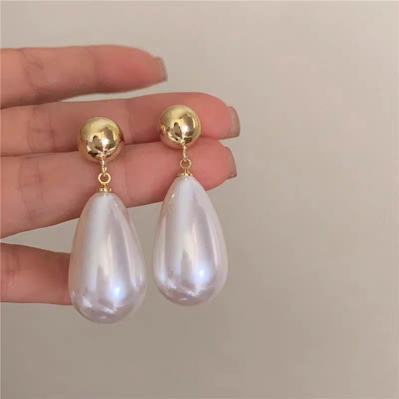 Retro Hồng Kông Giọt Nước Ngọc Trai Bông Tai Đơn Giản, Phù Hợp Với Váy Cưới Cô Dâu