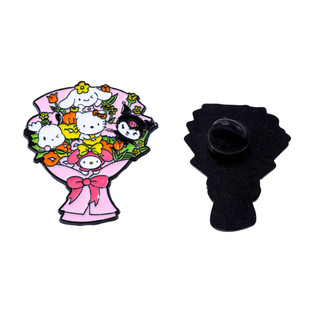2 Cái / bộ Dễ Thương Sáng Tạo Bó Hoa Sanrio Kim Loại Huy Hiệu Mèo Mèo Kuromi Tai Lớn Chó Trâm Cài Trang Trí Pin