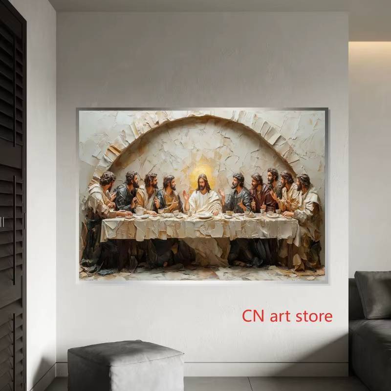 Retro Bữa Ăn Tối Cuối Cùng Tôn Giáo Chúa Giêsu Với Đệ Tử Nghệ Thuật Tâm Linh Poster Tranh Canvas In Hình Ảnh Phòng Khách Trang Trí Nhà