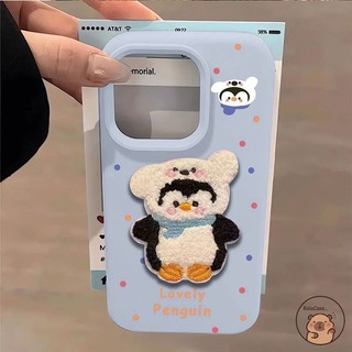 Dành Cho OPPO Reno 14 13 11 9 Pro 8Z 7Z 8 7 Lite 5G Reno14 Reno13 Ốp Điện Thoại Sang Trọng Thêu Chim Cánh Cụt Chó Chấm Bi Mùa Đông Hoạt Hình Dễ Thương Vỏ Mềm