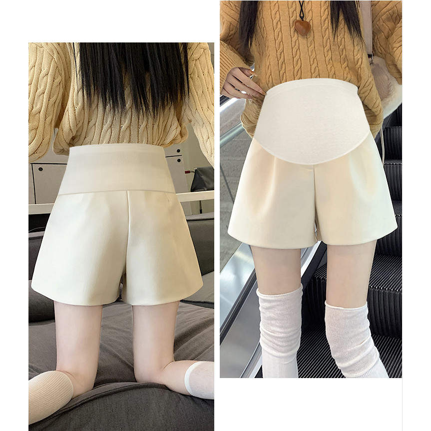 Trang phục bà bầu len ống rộng ngắn phù hợp mùa thu đông