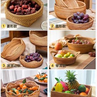 Phong Cách Mục Vụ Tự Nhiên Sáng Tạo Handmade Mây Giỏ Trái Cây Thích Hợp Cho Gia Đình Phòng Khách Phòng Ăn Ăn Ăn Nhẹ Bánh Mì Kẹo Đồ lặt vặt Giỏ Chứa Đồ