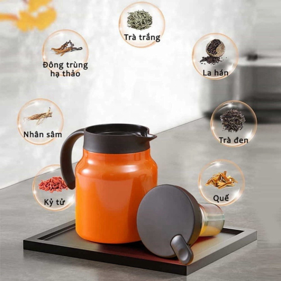 Ấm Pha Trà Giữ Nhiệt Có Lõi Lọc Chất Liệu Inox - Bình Ủ Trà Giữ Nhiệt Dung Tích 1000ML
