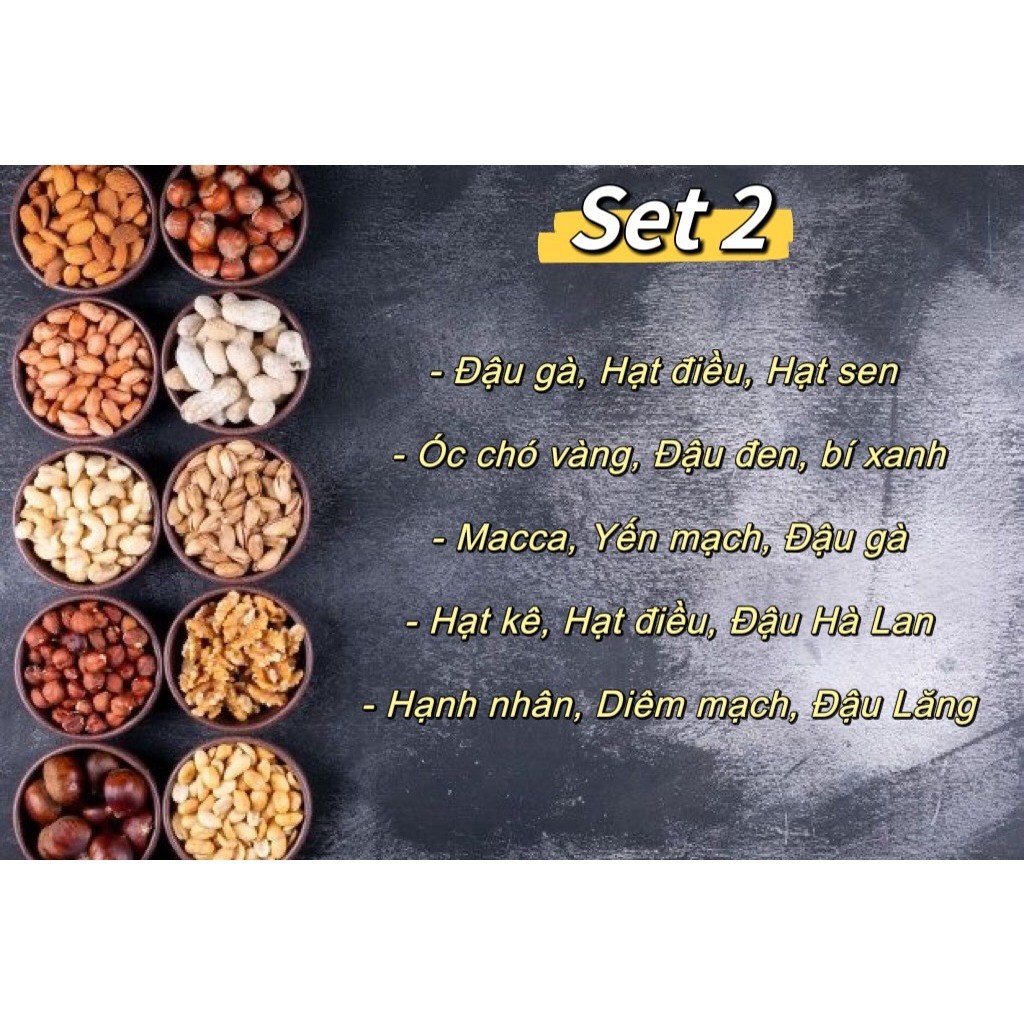 Set hạt dinh dưỡng nấu sữa hạt túi hút chân không mix sẵn 10 ngày