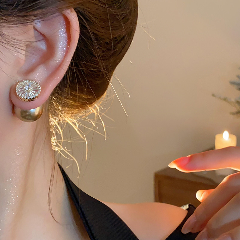 Bông Tai Nữ Retro Zircon và Ngọc Trai, Phong Cách Sang Trọng, Giá Rẻ