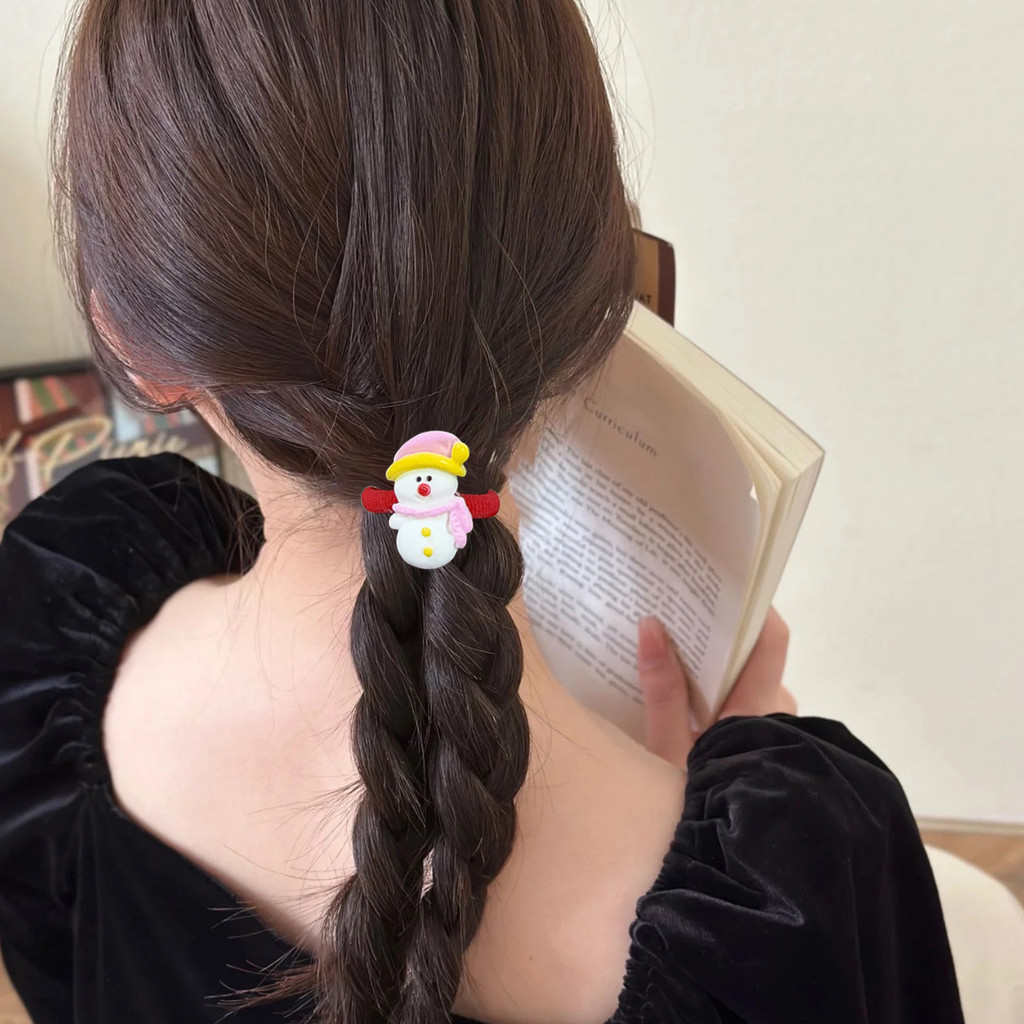 Bộ dây buộc tóc Terry 10 chiếc họa tiết tuần lộc và ông già Noel, phù hợp cho các bữa tiệc hoặc họp mặt gia đình trong dịp lễ hội Giáng sinh.