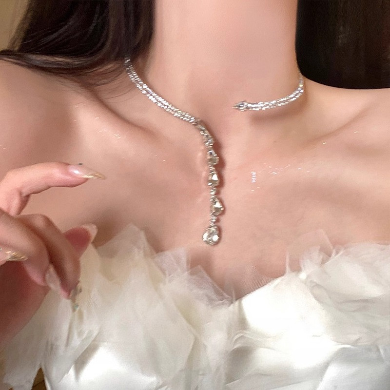 Zircon Giọt Nước Mặt Dây Chuyền Hai Lớp, Cay Sáng, Phù Hợp Cho Cô Gái Sang Trọng