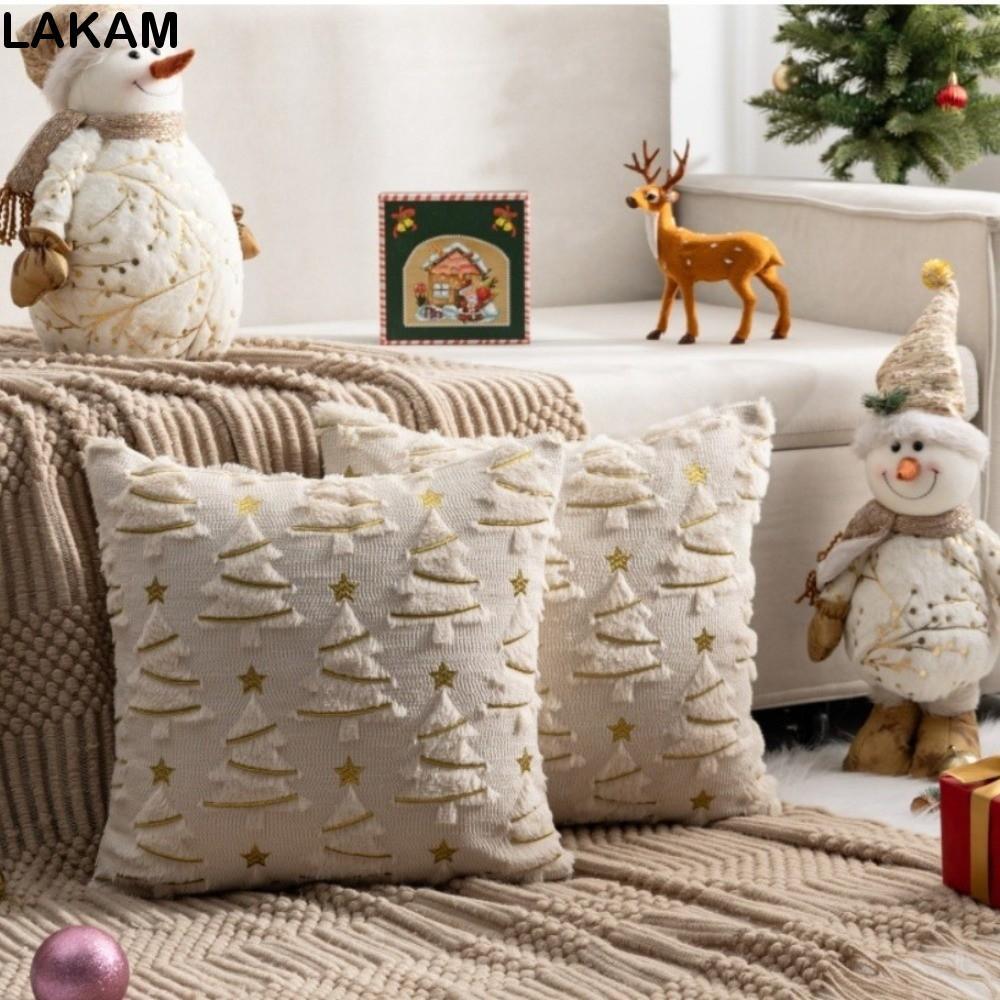Vỏ bọc đệm LAKAM, Cây Giáng sinh có vỏ gối nhẹ, Vỏ gối ngắn sang trọng Tuần lộc Ném gối Đồ dùng ngày lễ