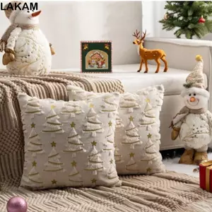 Vỏ bọc đệm LAKAM, Cây Giáng sinh có vỏ gối nhẹ, Vỏ gối ngắn sang trọng Tuần lộc Ném gối Đồ dùng ngày lễ