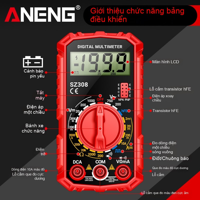 Bút Thử Điện Đồng Hồ Vạn Năng Đồng Hồ Đo Điện Ampe Kìm Mini Kỹ Thuật Số Đa Chức Năng Bảo Trì Điện