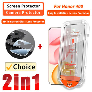 Phim thủy tinh 2 TRONG 1 Honor 400 HD cho Honor 400 Pro 200 Smart Lite X9D X9C Smart X7a X7b X7c X7D 5G 4G 3D Phim thủy tinh Bảo vệ ống kính & Phim bảo vệ màn hình ONE Click Magic Box