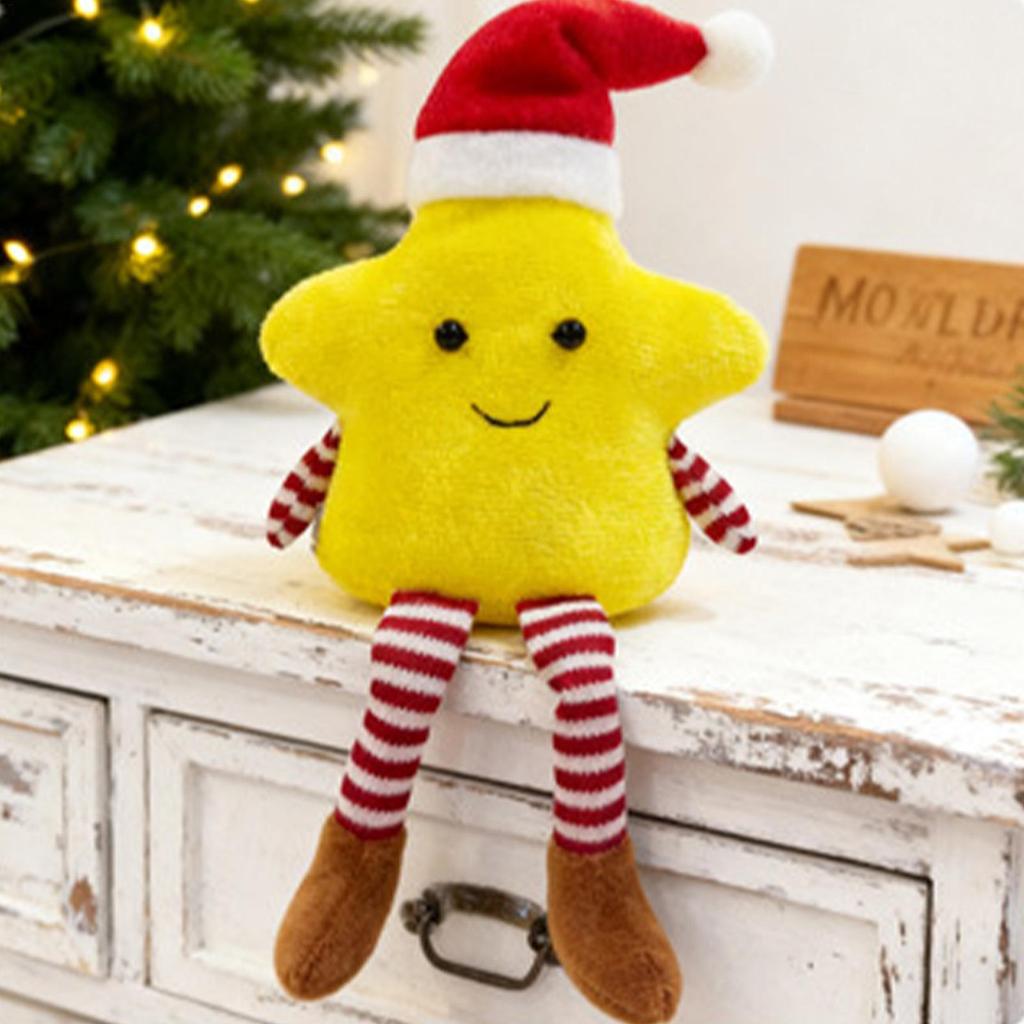 Cây thông Noel dễ thương Ngôi sao năm cánh Gối nhồi bông hình búp bê nhồi bông có chân dài Quà tặng trẻ em