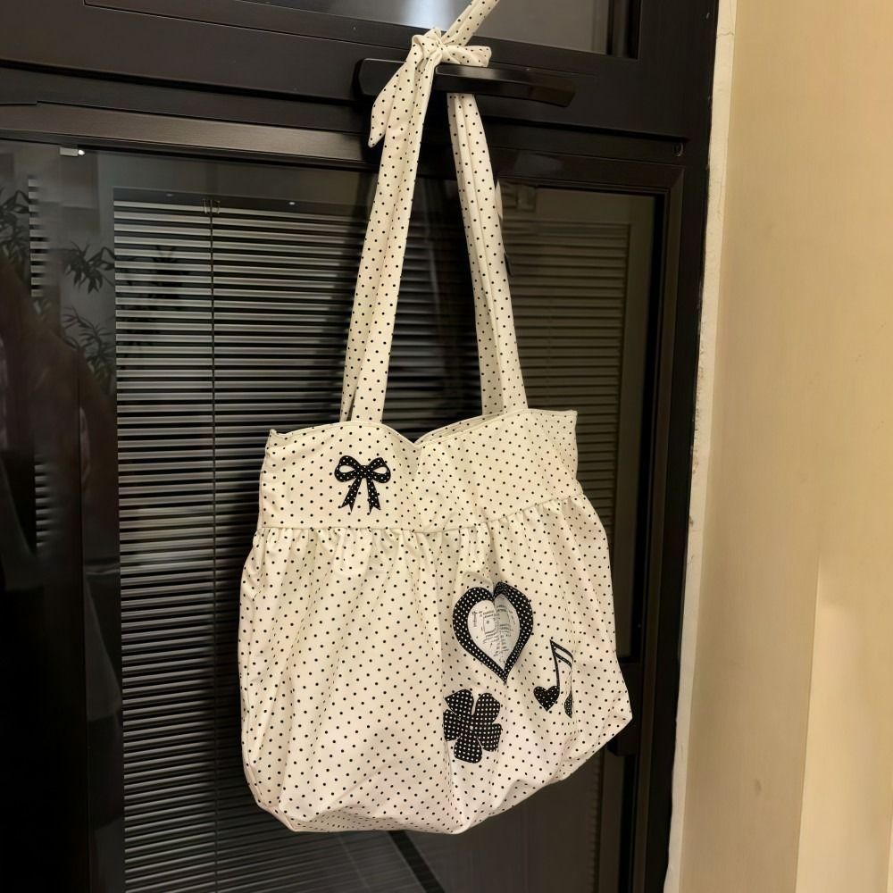 Túi đeo vai WOAY, Túi đeo chéo in chấm bi bằng vải Canvas, Túi xách nữ màu trơn dung tích lớn nhẹ thời trang dành cho nữ