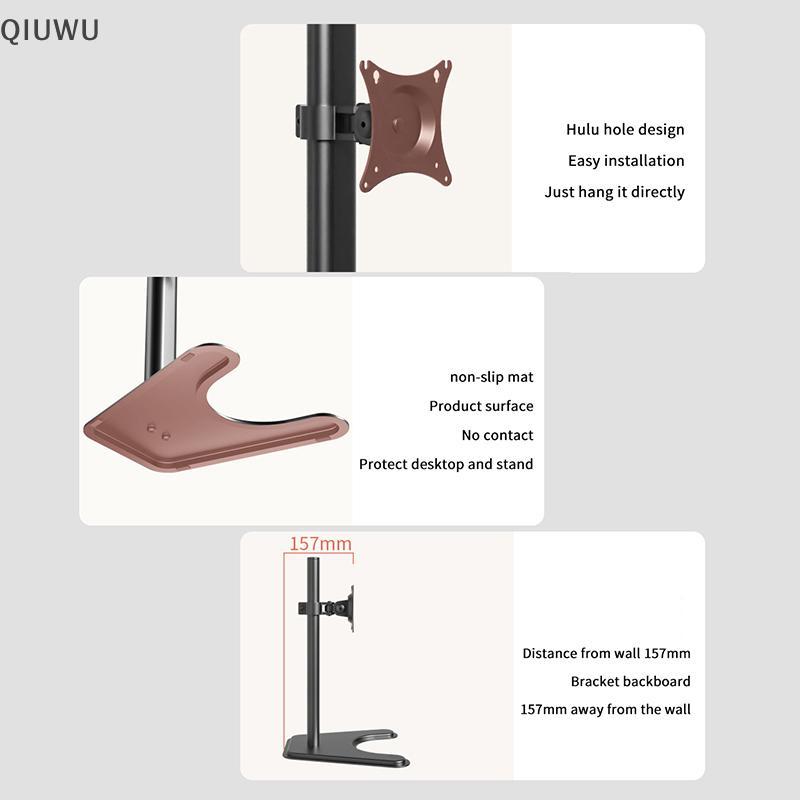 QIUWU Có Thể Điều Chỉnh 14-21 / 24 / 27 / 32 Inch Máy Tính Để Bàn Màn Hình Giá Đỡ Cánh Tay PC Màn Hình Chân Đế LCD LED TV Chuyển Động Toàn Bộ 370 / 450mm.