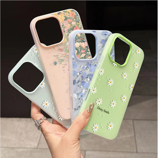 Ốp Lưng Hoa Nhỏ Mờ Cho iPhone 15 Plus 14 13 Pro Max Màu Kẹo Vỏ Điện Thoại Silicon Ốp Lưng
