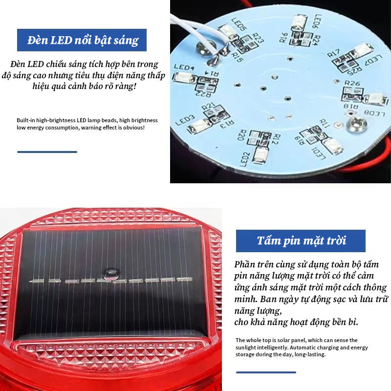 Đèn LED Năng Lượng Mặt Trời Đế Nam Châm – Nhấp Nháy Tự Động, Dễ Lắp Đặt, Nhỏ Gọn Tiện Lợi