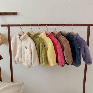 (6m-12Yrs) Mới Thu Đông Trẻ Em Flannel Áo Khoác Ngoài Bé Trai Bé Gái Nhiều Màu San Hô Lông Cừu Áo Chắc Chắn Sang Trọng Top Quần Áo Trẻ Em