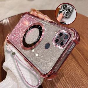 Vỏ Thời Trang Cho Realme C15 C12 C25 C25S C21 C21Y C25Y Narzo 20 30A Vỏ Điện Thoại Silicon MỚI Bảo Vệ Bốn Góc Có Dây Buộc Miễn Phí Cho Bé Gái Phụ Nữ