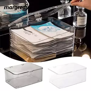 Hộp đựng mỹ phẩm MARGREDY, Hộp đựng đồ để bàn trong suốt bằng Acrylic, Chống bụi đa chức năng có nắp đựng đồ lặt vặt dung tích lớn cho gia đình & văn phòng